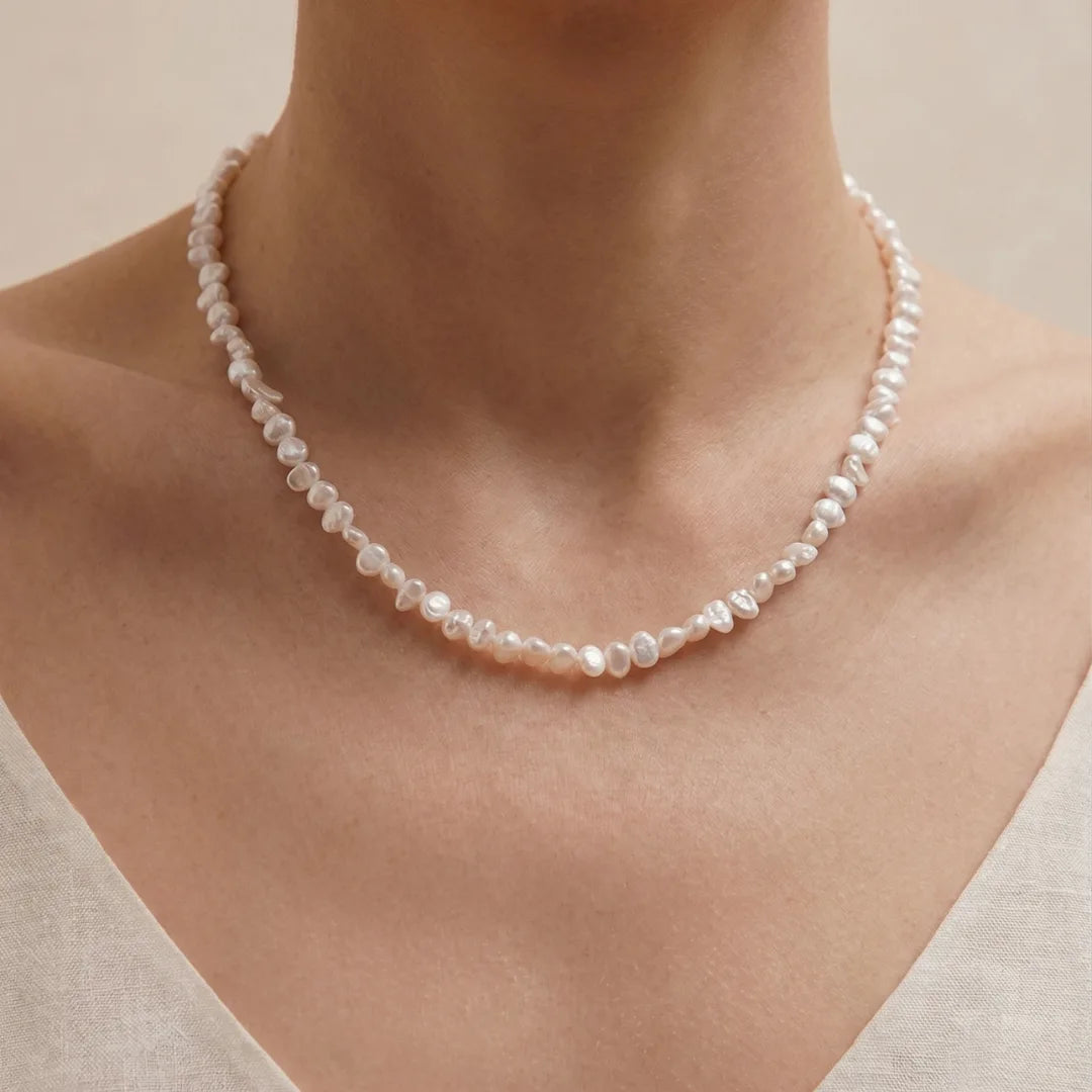 White Freshwater Petal Baroque Pearl Necklace