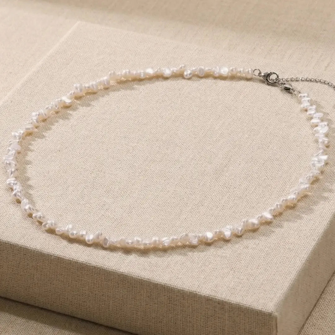 White Freshwater Petal Baroque Pearl Necklace