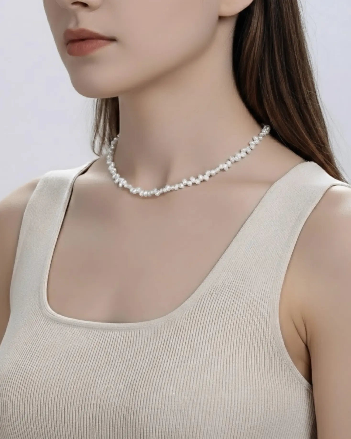 Vivia - AAA Mini Baroque Pearl Petal Necklace 925 Silver