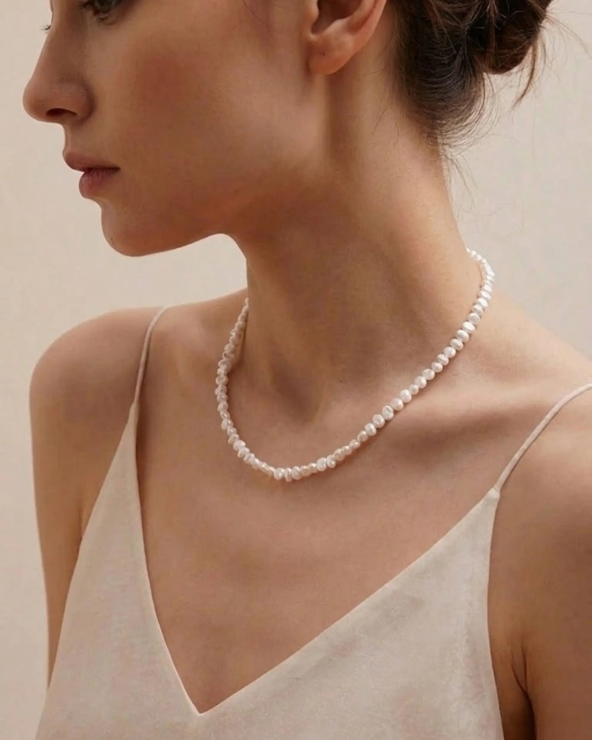 White Freshwater Petal Baroque Pearl Necklace