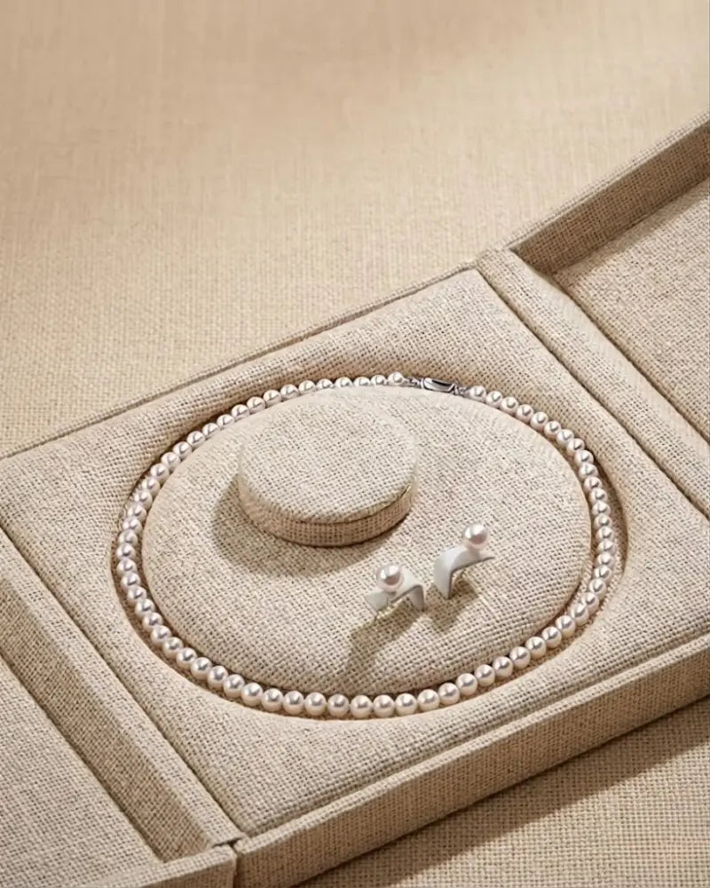 6-7.5mm White Freshwater Pearl Necklace Set