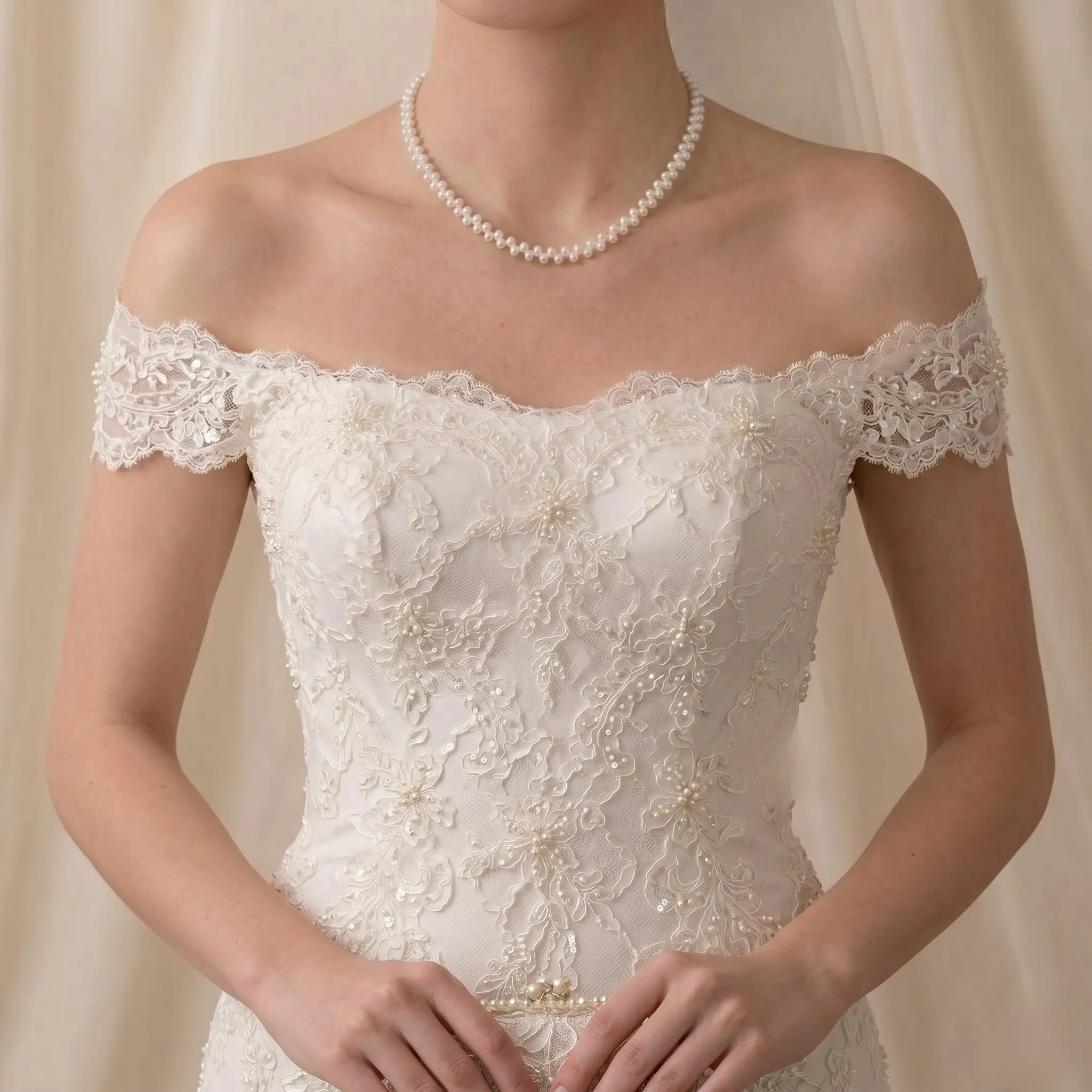 Baroque Pearl Wheat Necklace for Bride, 5-6mm Vintage Inspired White Pearl Jewelry
