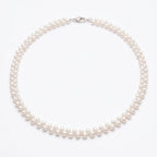 Vintage 4-4.5mm Woven Chevron Pearl Choker Necklace for Bride Wedding Day Jewelry