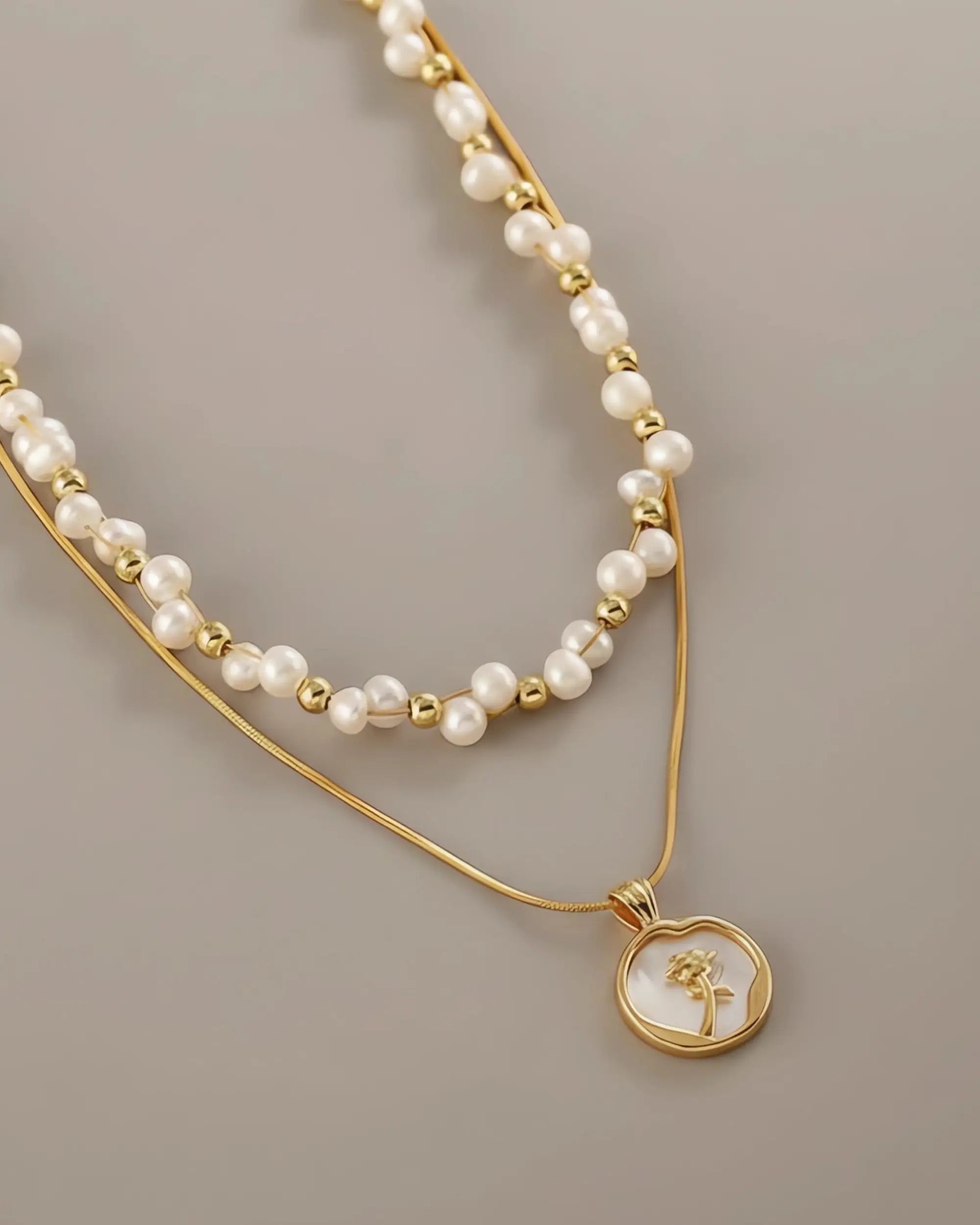 Whispering Rose - Layering Duo Lustrous AAA Baroque Pearl Necklace Two Set