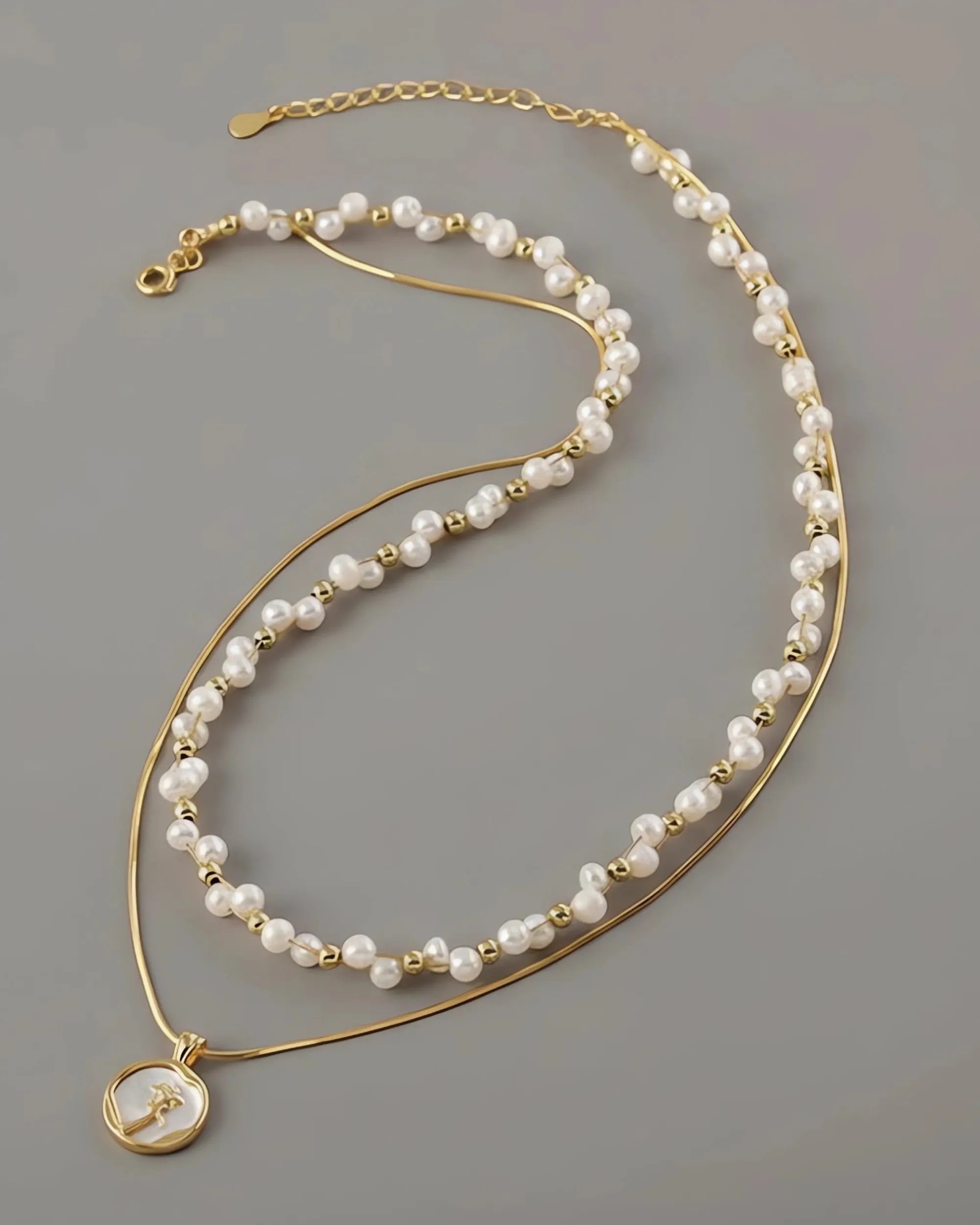 Whispering Rose - Layering Duo Lustrous AAA Baroque Pearl Necklace Two Set