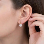 18K Gold Japanese Akoya Pearl Earrings, 5mm-7.5mm Genuine White Pearls