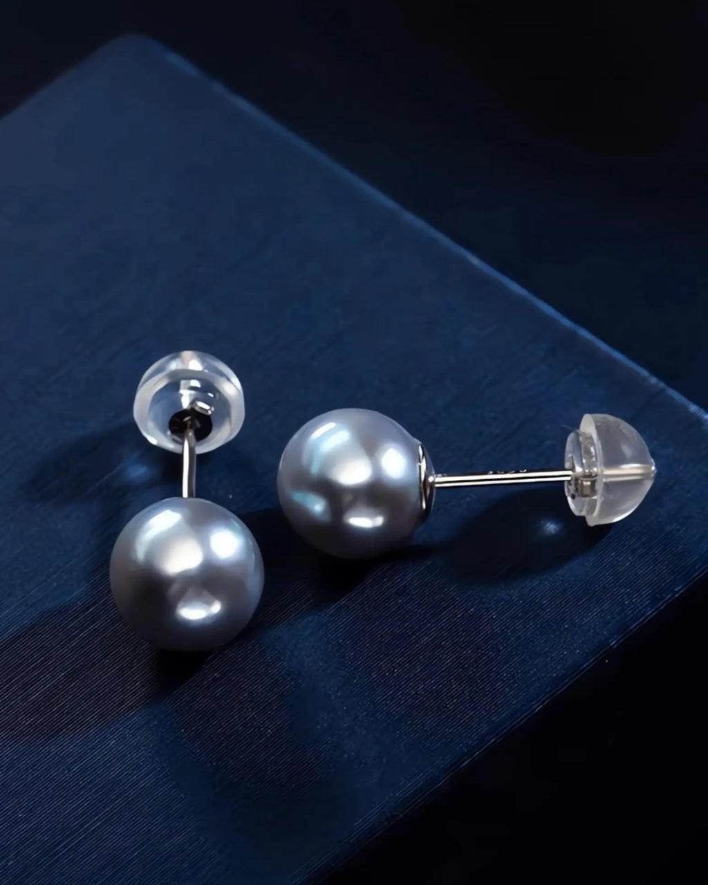 Zia – "Madama-Gray" Edison Pearl Studs | Solid 18K White Gold